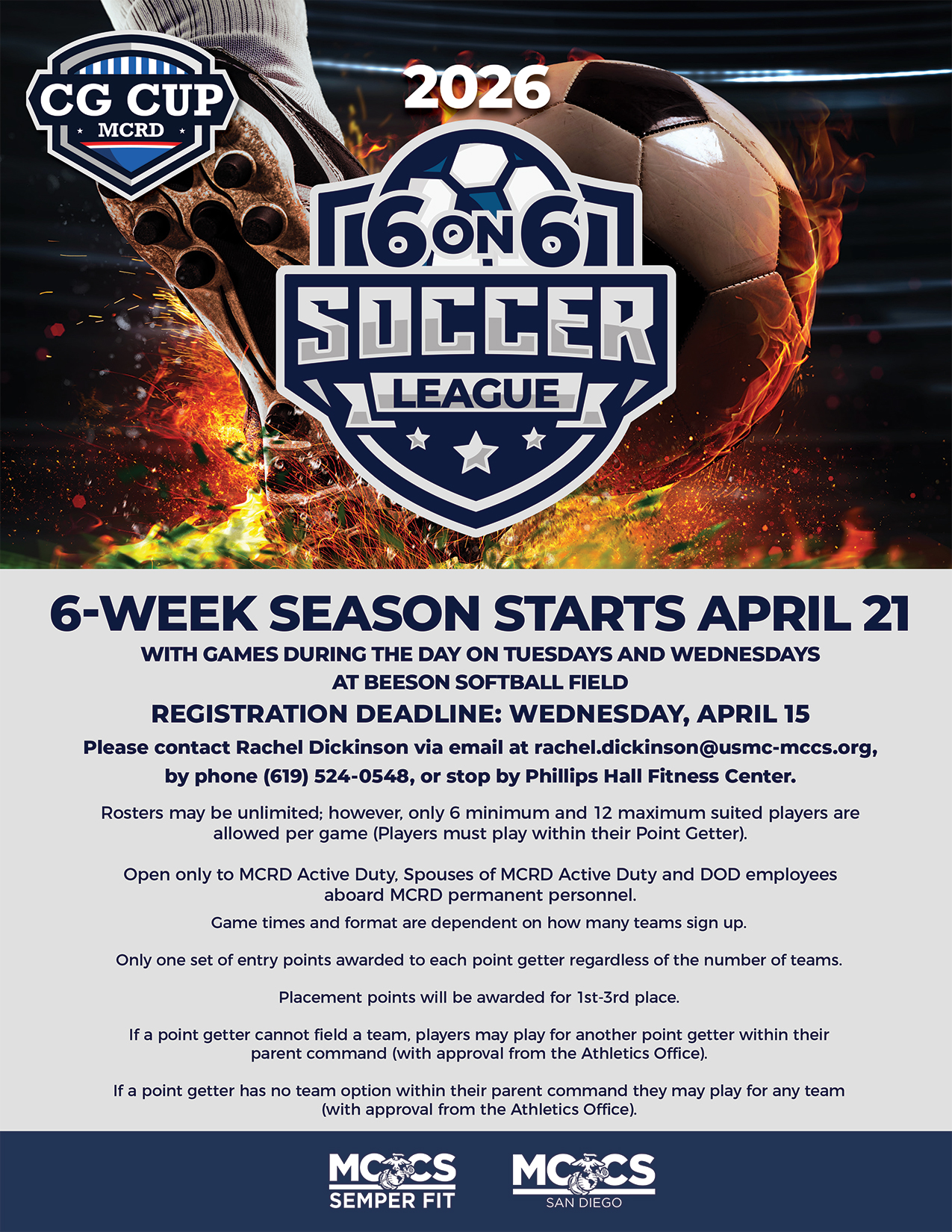 6 on 6 Soccer League | Deadline to Register