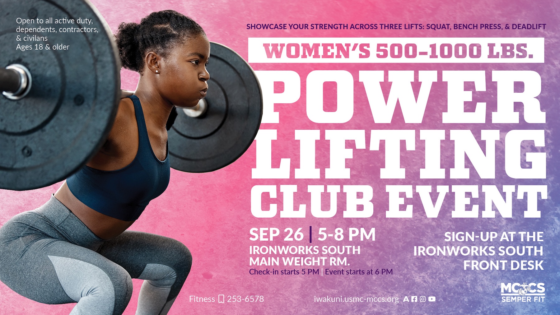 Women's 500-1000 lb. Power Lifting Club Event